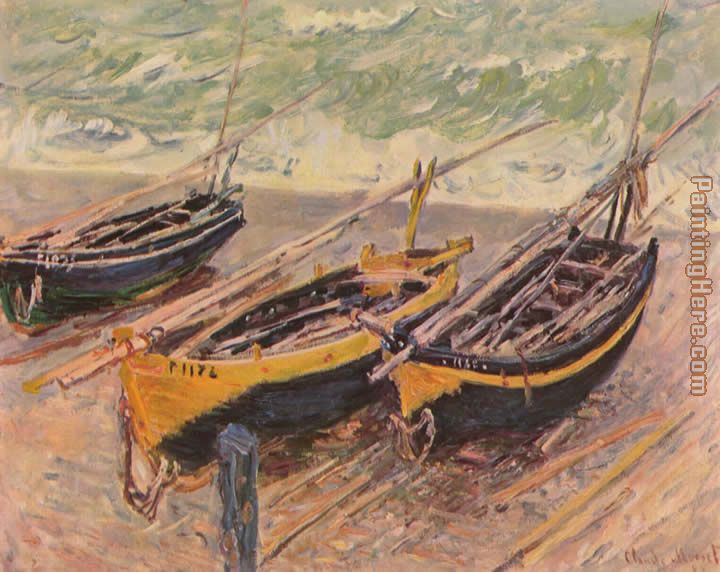 Three Fishing Boats painting - Claude Monet Three Fishing Boats art painting